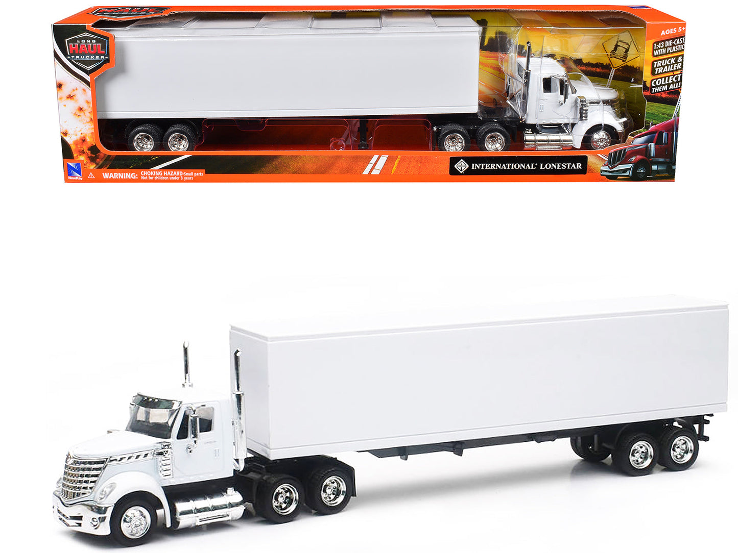 International LoneStar Truck with Dry Goods Trailer White "Long Haul Truckers" Series 1/43 Diecast Model by New Ray free shipping USA