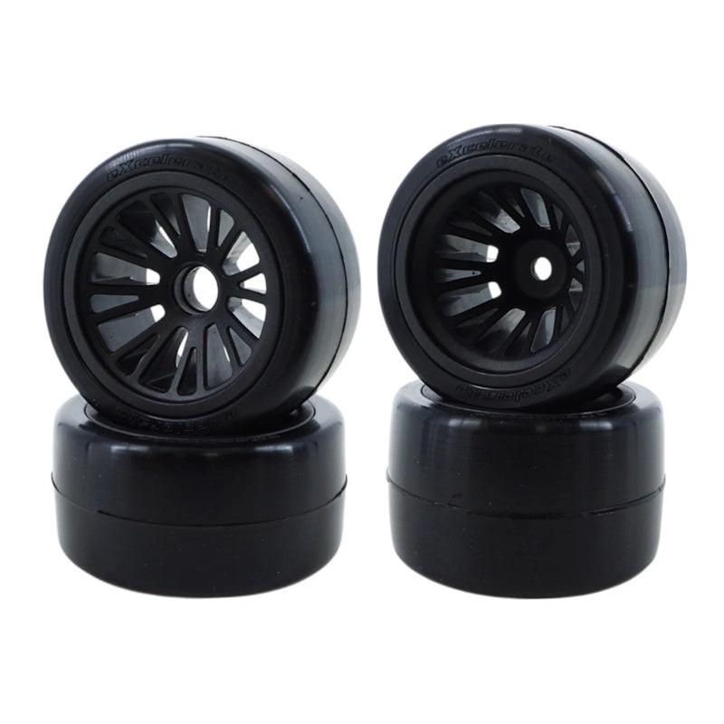Sweep F1 V6 Pre-Mounted Front & Rear Rubber Tire Set (Black) (4) (X-Medium/Soft)