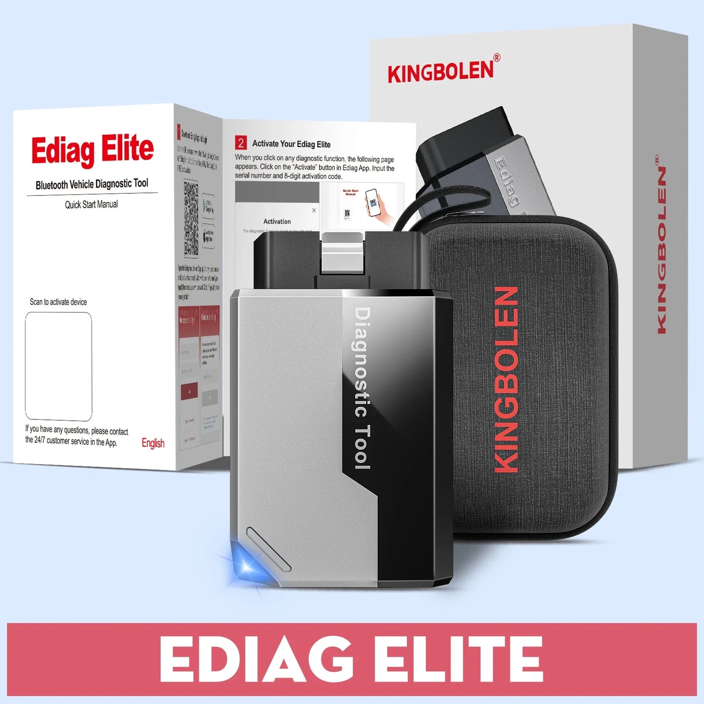 10 Pcs /Lot KINGBOLEN EDIAG Elite OBD2 Scanner Bluetooth,15 Resets Read/Clear fault code Car Diagnostic Scan Tool Lifetime free