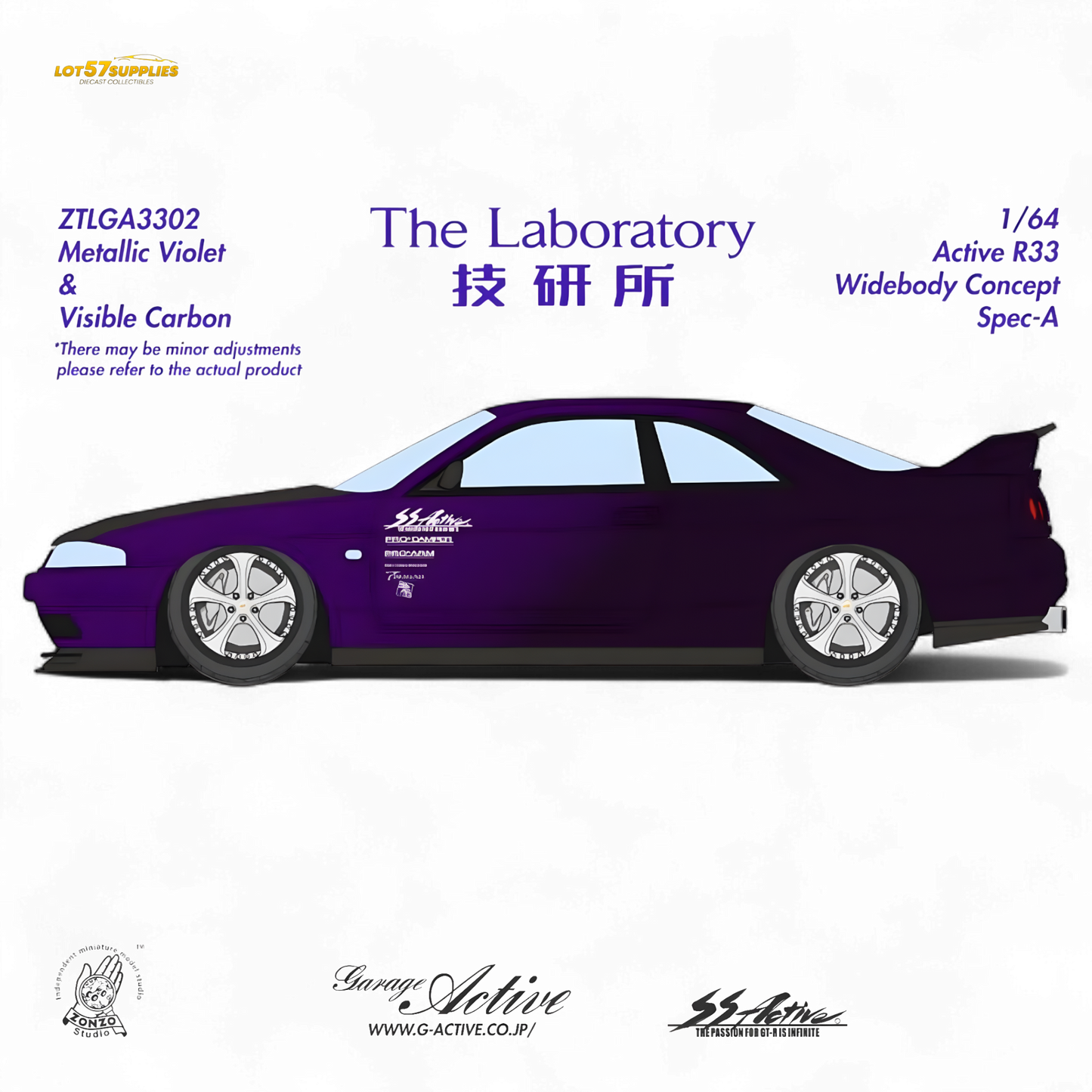 (Pre-Order) The Laboratory x ZONZO Nissan R33 Widebody Concept Spec-A - Metallic Purple 1/64