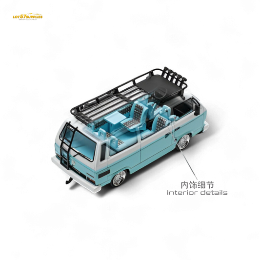 Mortal VW T3 Lowrider Van Tiff Blue + White 1:64