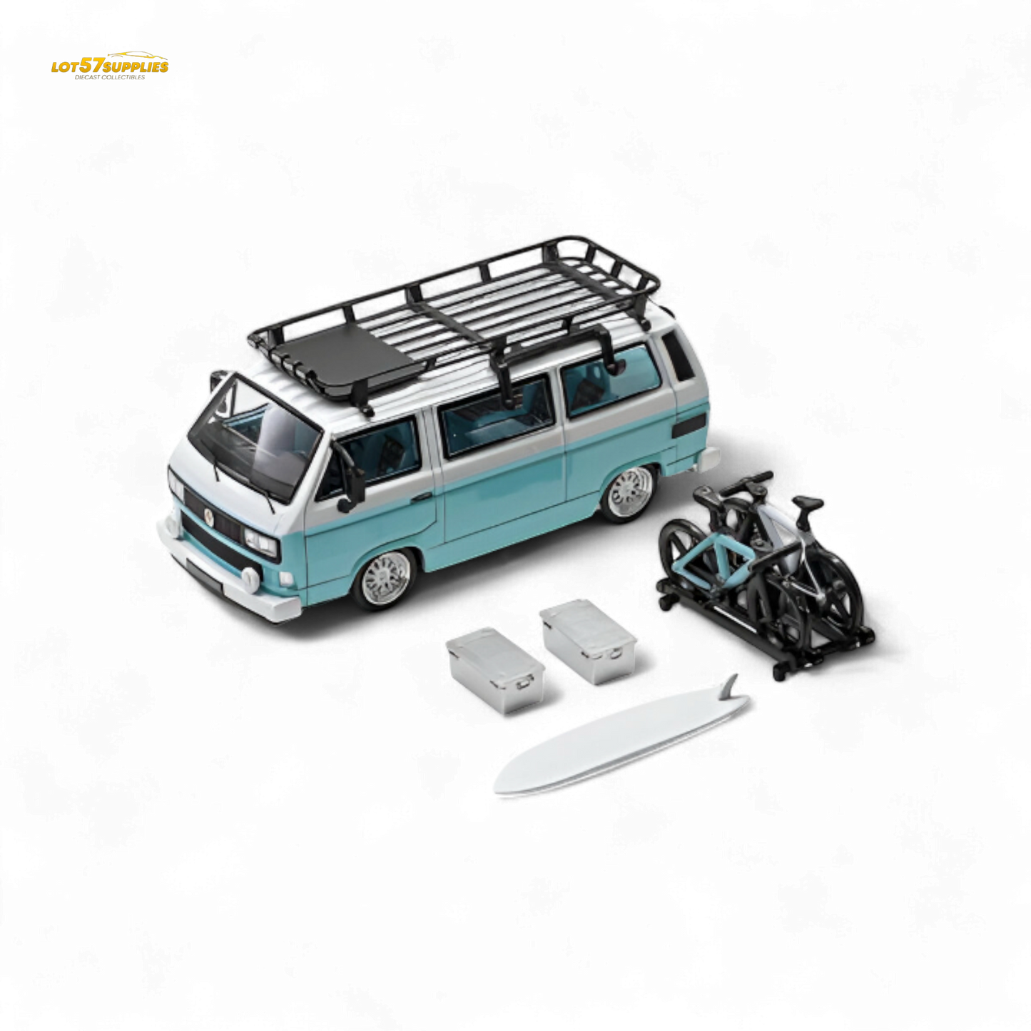 Mortal VW T3 Lowrider Van Tiff Blue + White 1:64