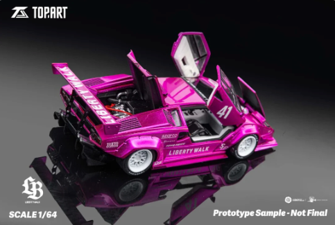 TOPART Lamborghini Countach LBWK Flash Pink White 1:64