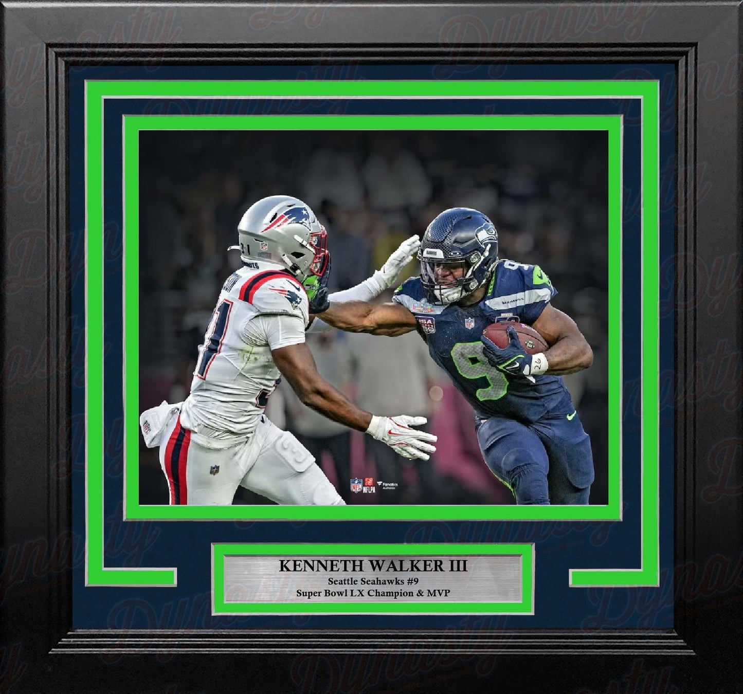 Kenneth Walker Super Bowl LX Stiff-Arm Seattle Seahawks 8" x 10" Framed Football Photo