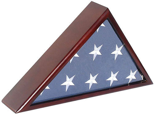 Solid Wood Memorial Flag Case Frame Display Case for 5x9.5' Flag Folded. for Funeral or Burial Flag,
