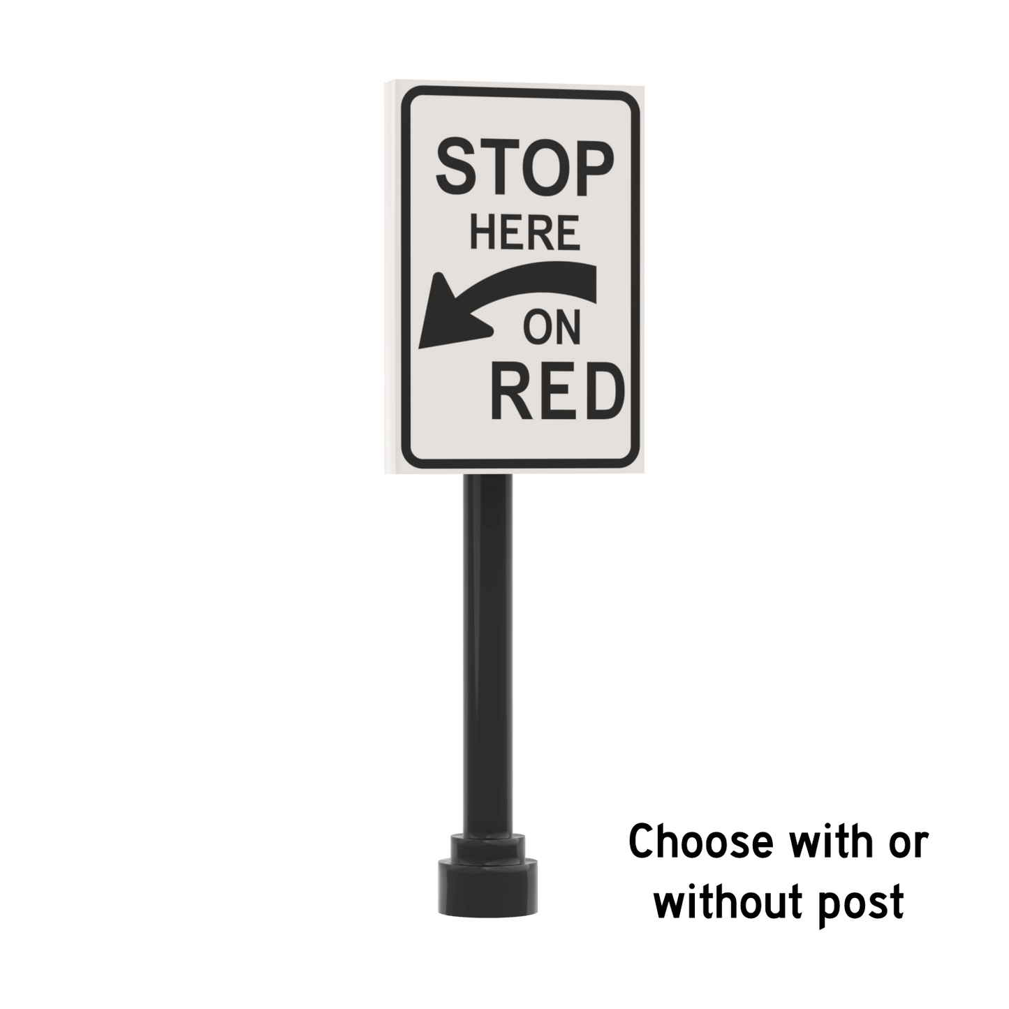 Stop Here on Red Street Sign - Custom Printed 2x3 Tile - Made Using LEGO® Parts