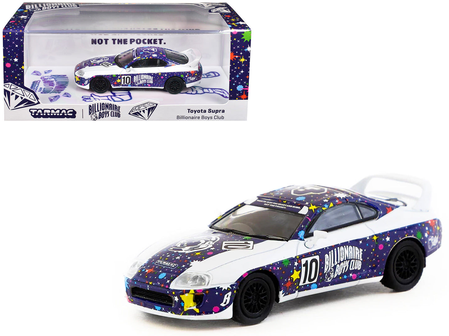 Toyota Supra RHD (Right Hand Drive) #10 "Billionaire Boys Club" Purple and White with Graphics "Hobby64" Series 1/64 Diecast Model Car by Tarmac Works free shipping USA