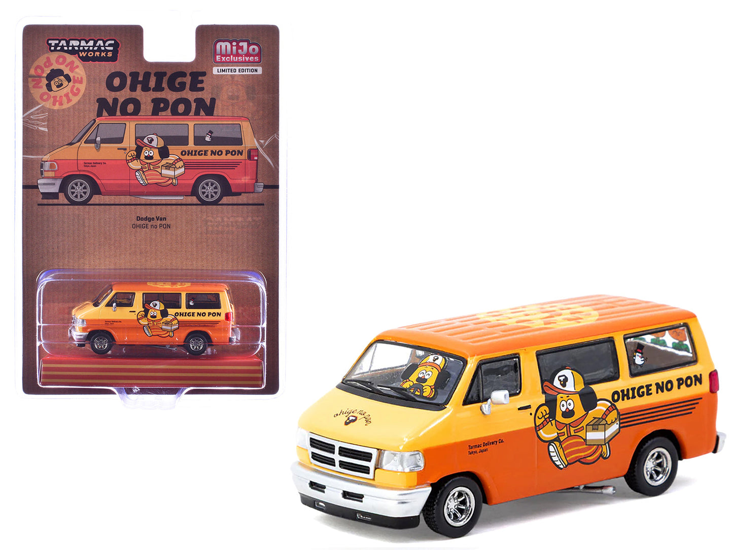 Dodge Van "Ohige no Pon" Orange Two-Tone "Global64" Series 1/64 Diecast Model by Tarmac Works free shipping USA