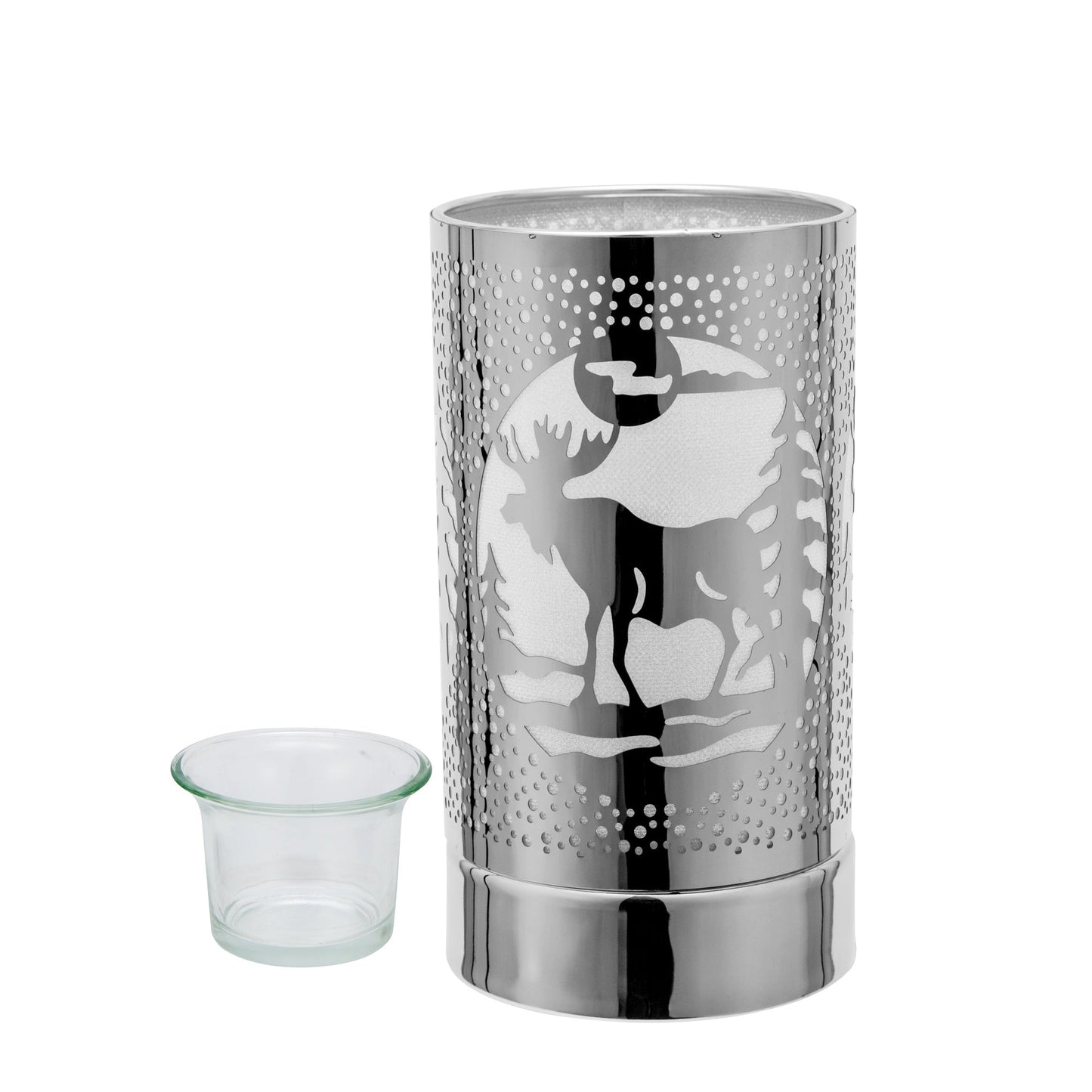 7" touch lamp-Fragrance Wax Melts Warmer -Electric Candle Essential Oil Burner-Metal Table Decor -Silver Moose by Peterson Housewares & Artwares