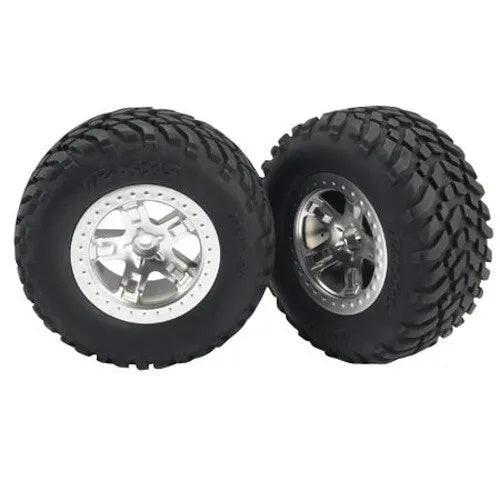 Traxxas TRA5875 Off-Road 2.2 Tires Satin-Finish Chrome Wheels Fr: 1/10 2wd Slash