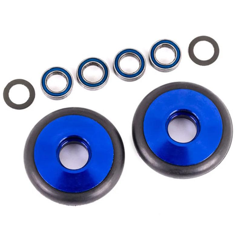 Traxxas TRA9461X Aluminum Wheelie Bar Wheels BLUE Bandit / Rustler / Stampede