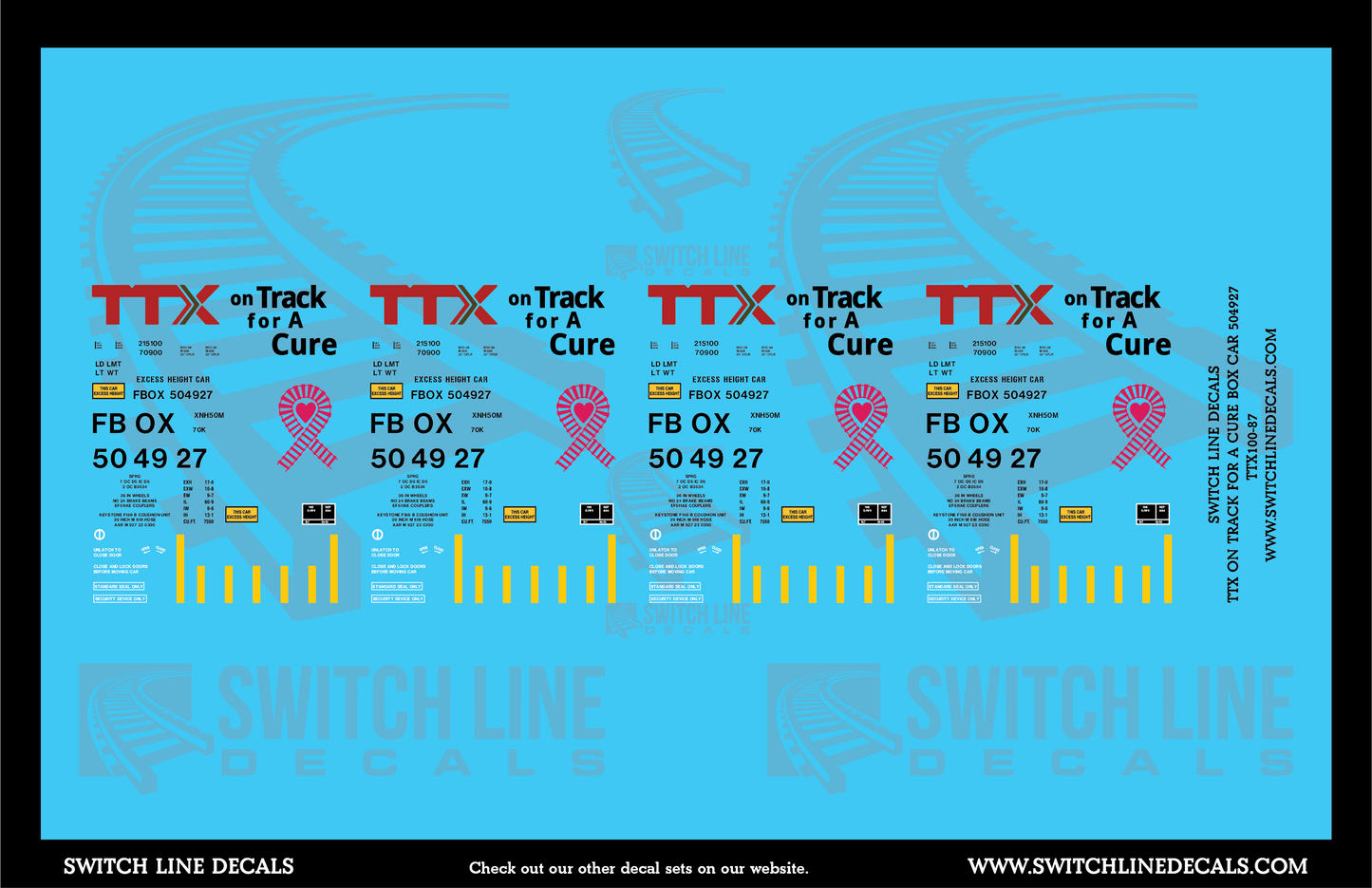 HO Scale TTX On Track For A Cure Box Car 504927 Decal Set