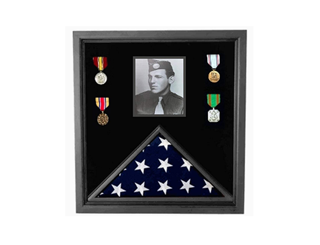Flag Connections Military Photo Flag and Medal Display Case