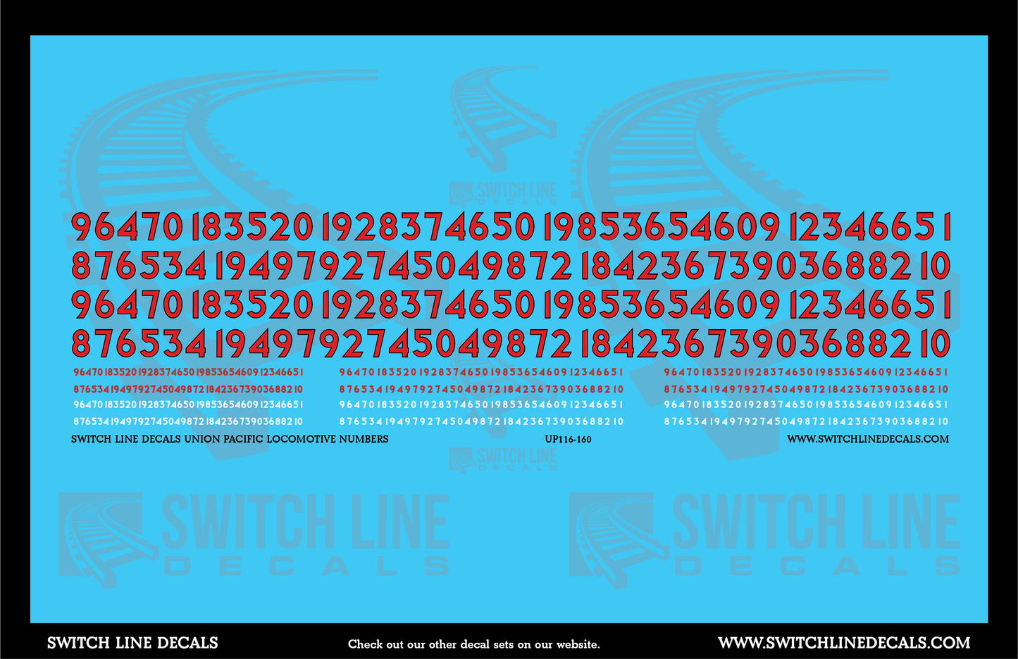 N Scale Union Pacific Locomotive Numbers Decal Set
