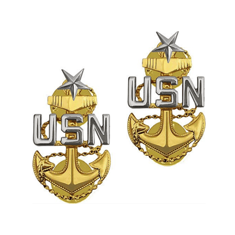 U.S. Navy E8 Chief Petty Officer STA-BRITE® Pin-On Collar Device