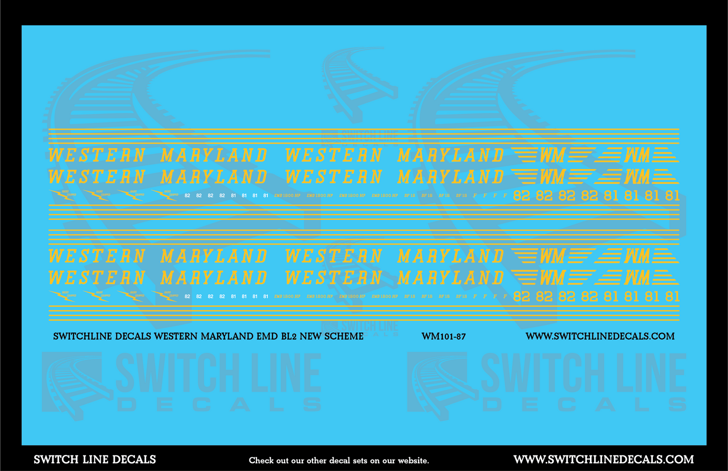 HO Scale Western Maryland EMD BL2 New Scheme Decal Set