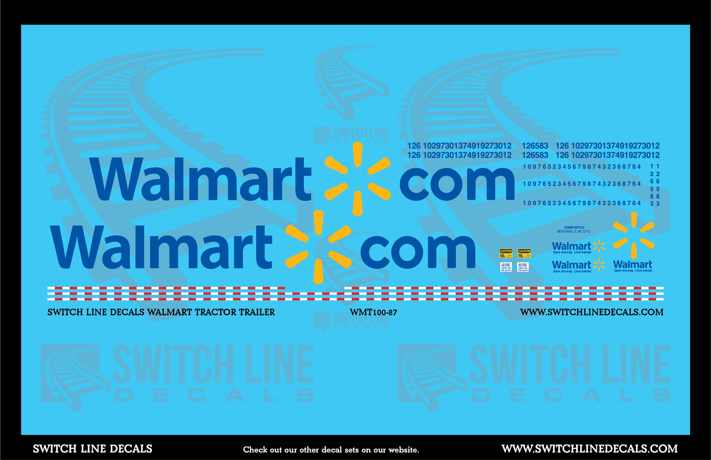 HO Scale Walmart Tractor Trailer Decal Set