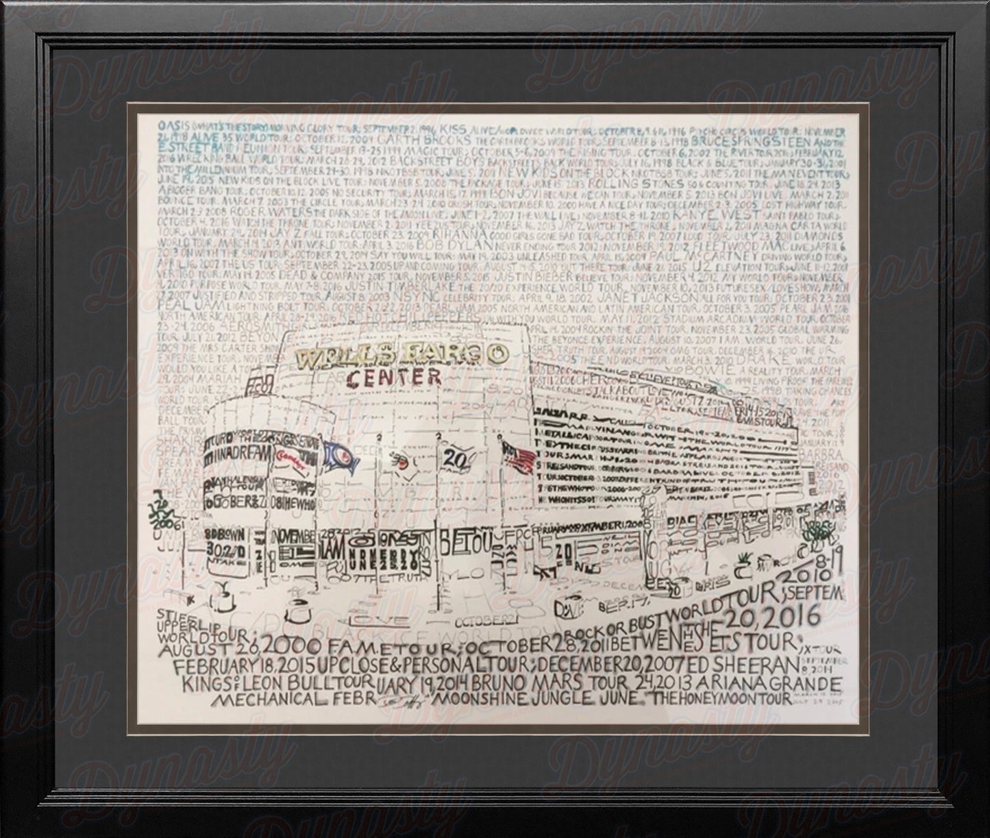 Philadelphia Wells Fargo Center Concert History Daniel Duffy Word Art 16" x 20" Framed Photo