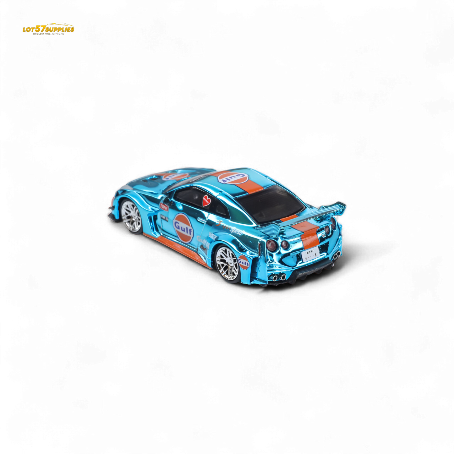 DEMON KING Auto LBWK Nissan GT-R R35 Chrome Gulf 1:64