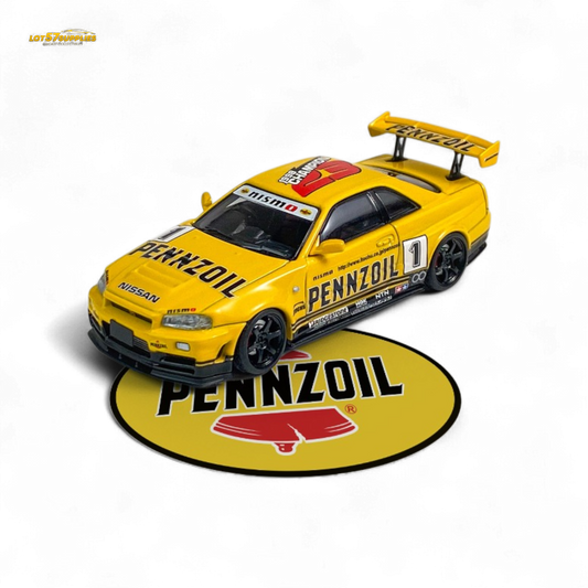 Fast Speed Skyline GT-R R34 Nismo Z-Tune Pennzoil #1 Yellow 1:64