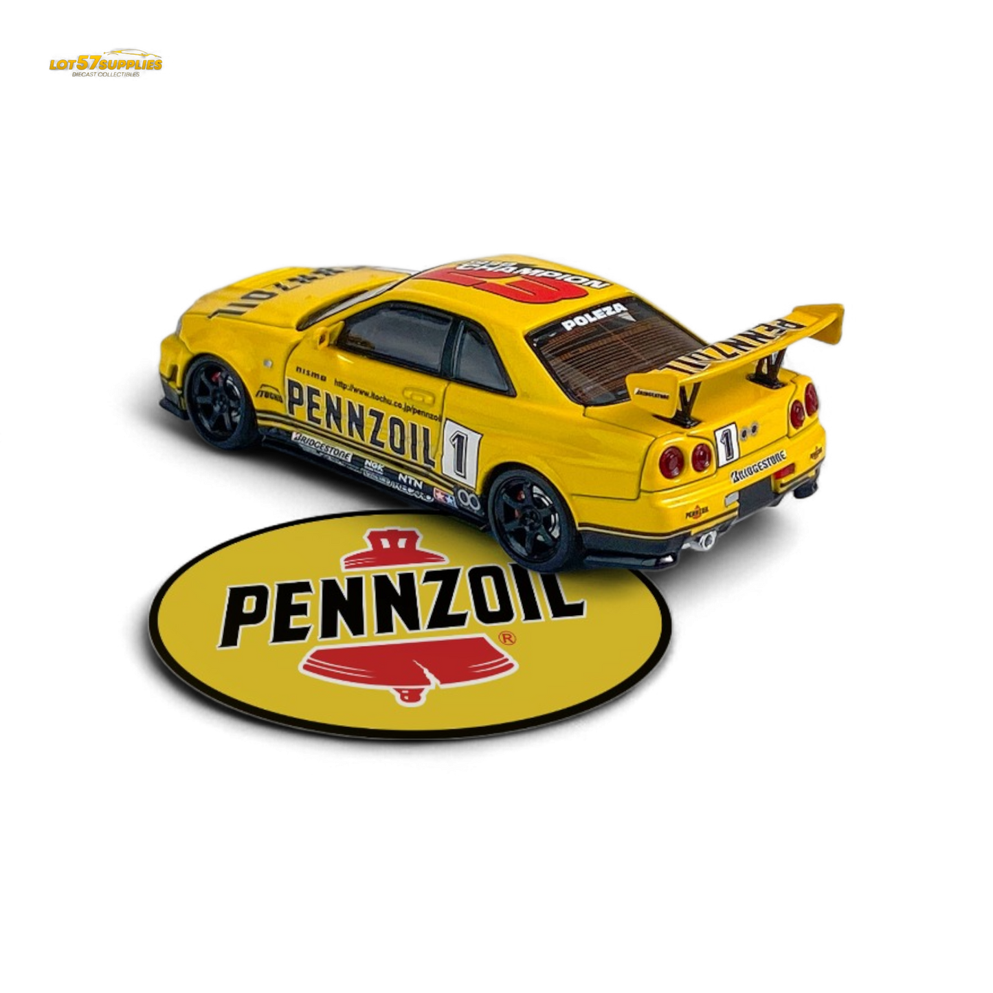 Fast Speed Skyline GT-R R34 Nismo Z-Tune Pennzoil #1 Yellow 1:64