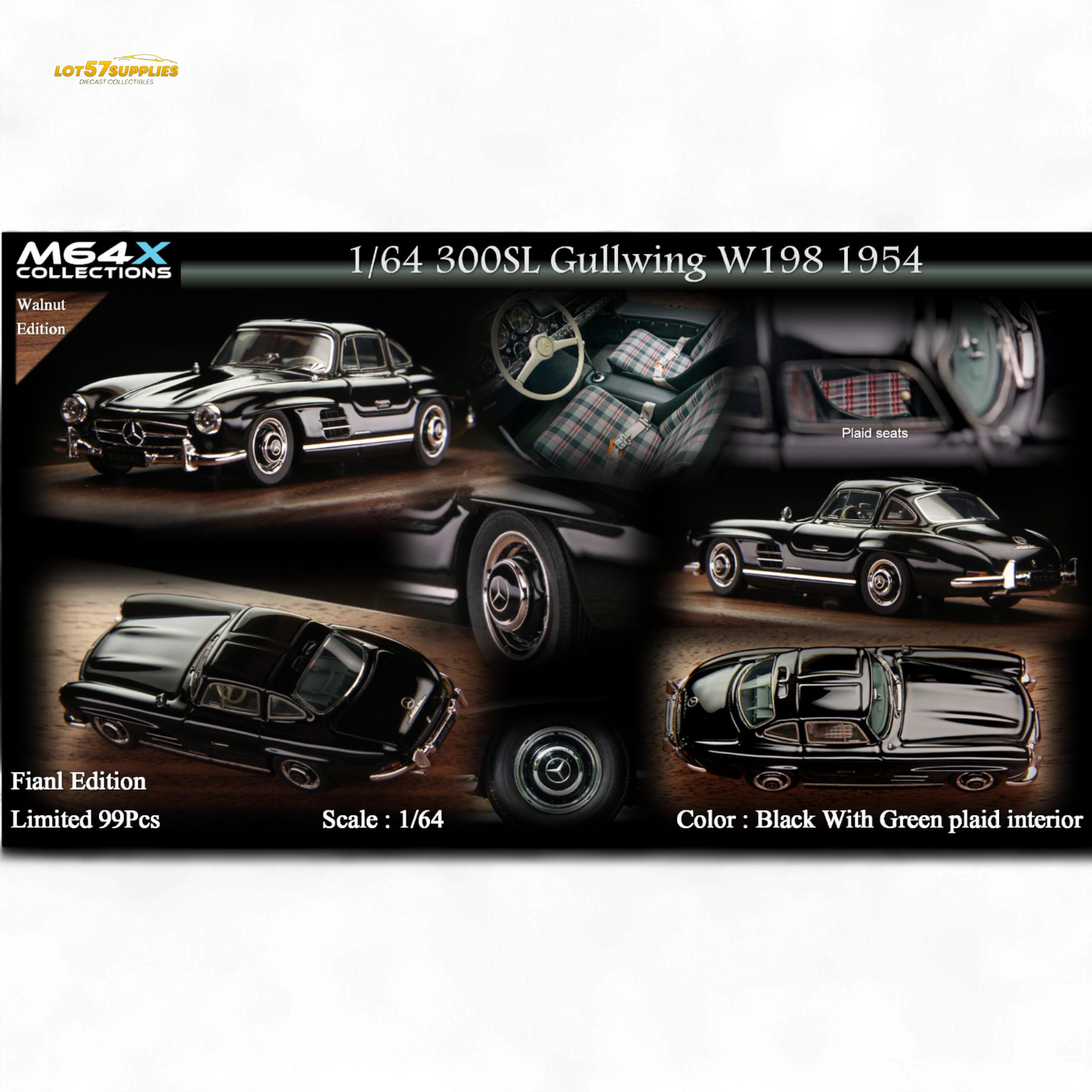 M64X Mercedes-Benz 300SL W198 1954 Final Edition Black 1:64