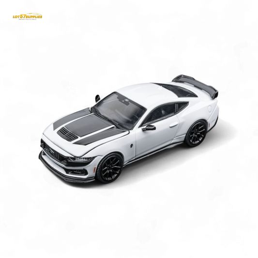 DCM Mustang Dark Horse - Crystal White - Black Wheels 1:64
