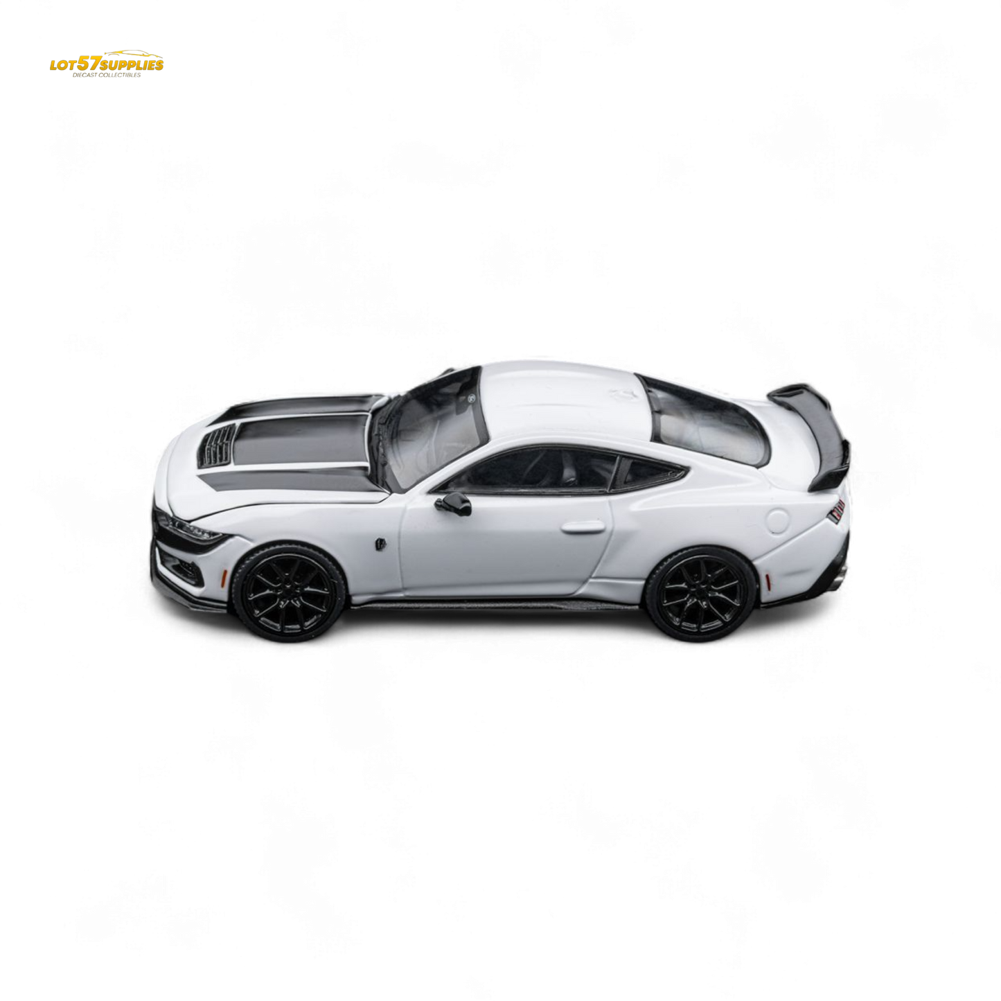 DCM Mustang Dark Horse - Crystal White - Black Wheels 1:64