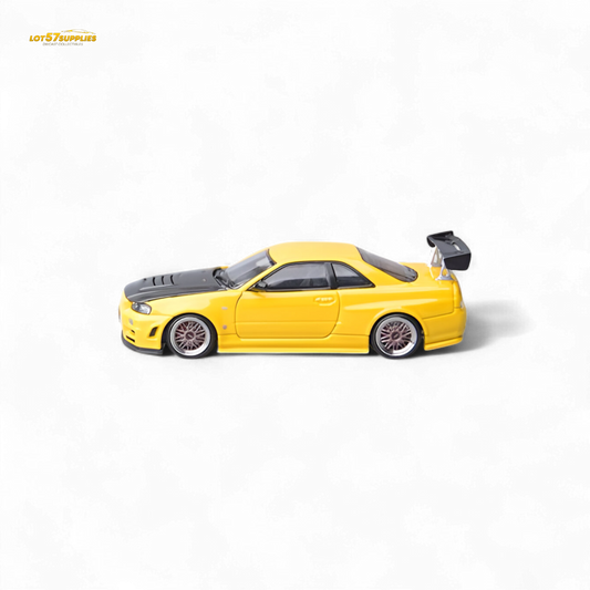 Focal Horizon Nissan Skyline GT-R R34 Z-Tune Carbon-Hood Version Yellow 1:64