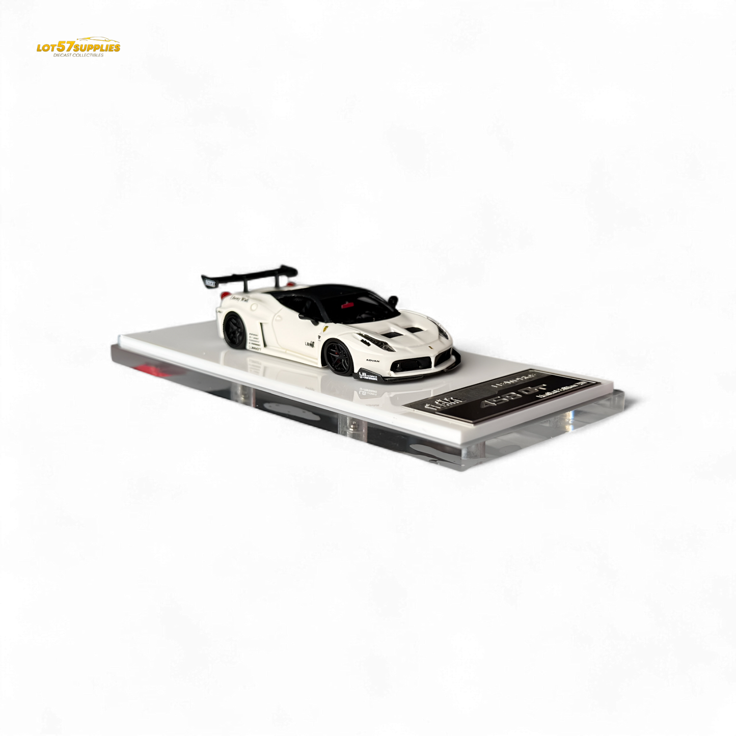 Flame Ferrari 458 GT LB Wide-Body - White 1:64 Resin