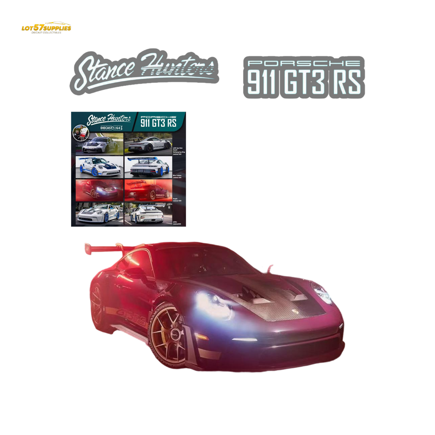 (Pre-Order) Stance Hunters Porsche 911 GT3 RS - Purple 1:64