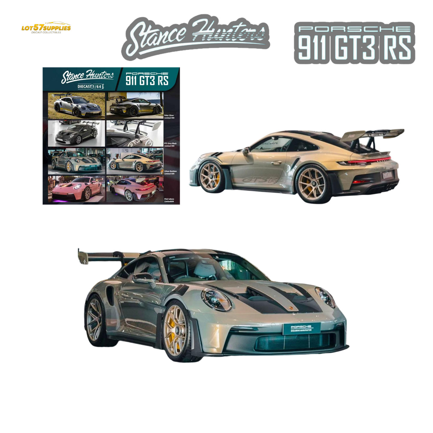 (Pre-Order) Stance Hunters Porsche 911 GT3 RS 992 - Urban Bamboo 1:64
