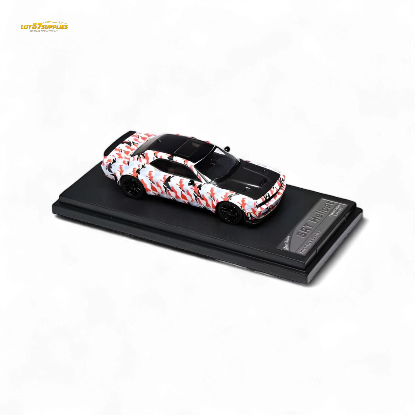 Stance Hunters Dodge Challenger SRT Hellcat Black - Red - White Camo 1:64