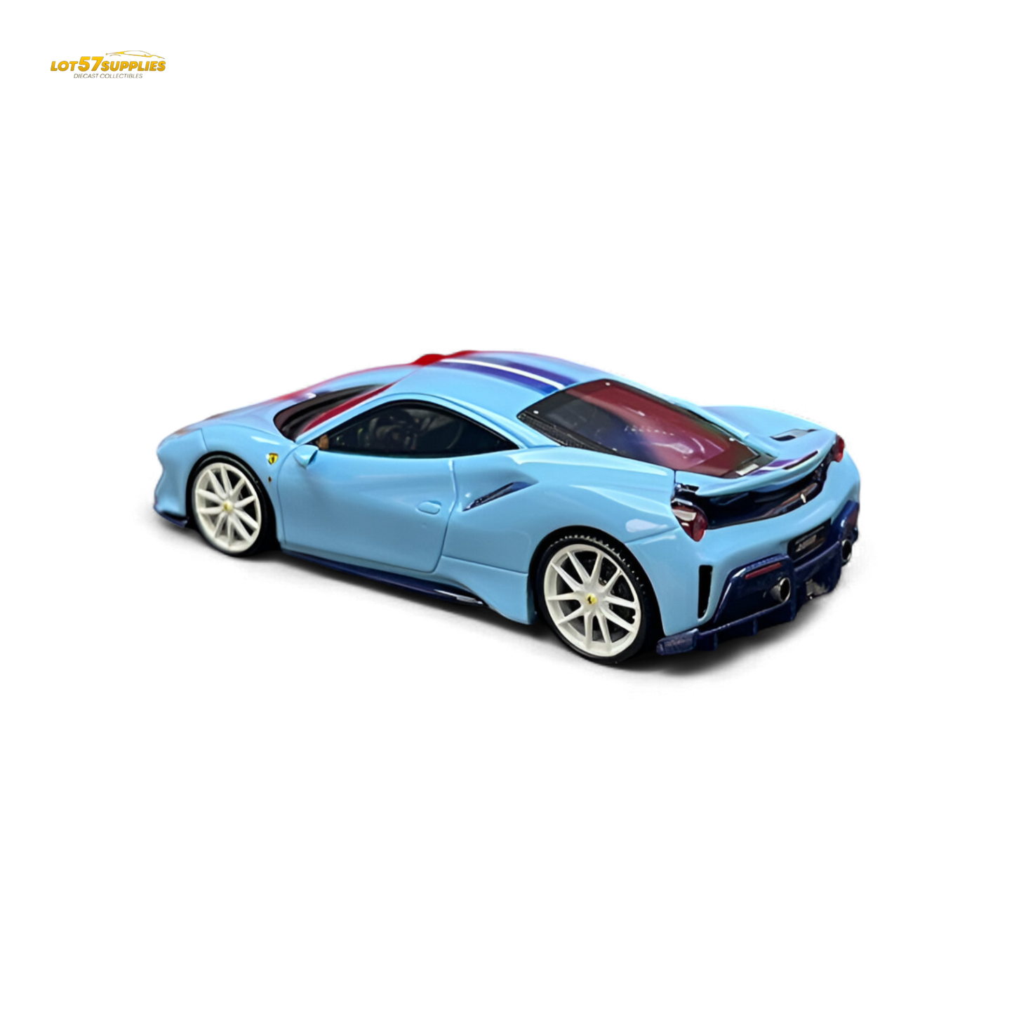 Rotating Wheel Ferrari 488 Pista Prata Blue 1:64