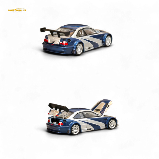 (Pre-Order) Ghost Player BMW E46 M3 GTR Silver Blue 1:64