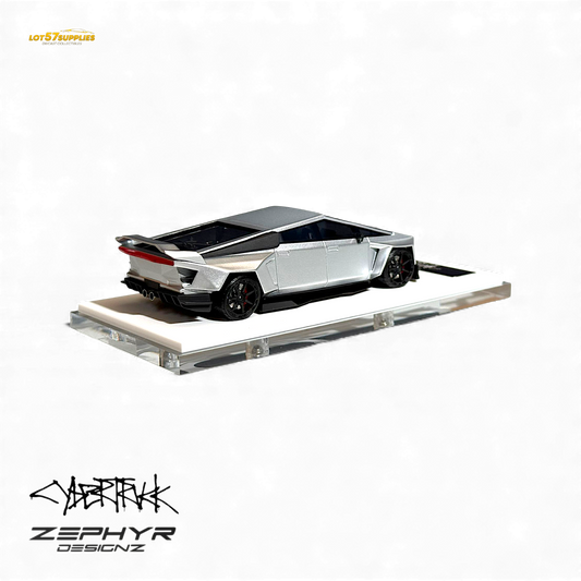 404ERROR Tesla Cybertruck Custom Widebody Lowered - Silver 1:64