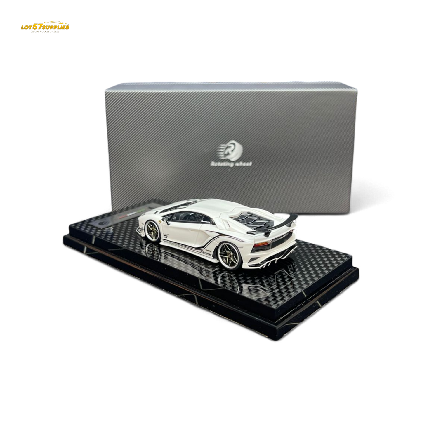 Rotating Wheel Lamborghini Aventador S Pearl White 1:64