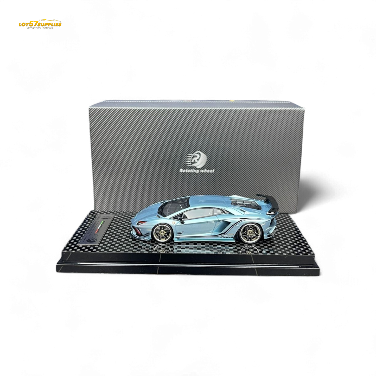 Rotating Wheel Lamborghini Aventador S - Ice Blue 1:64