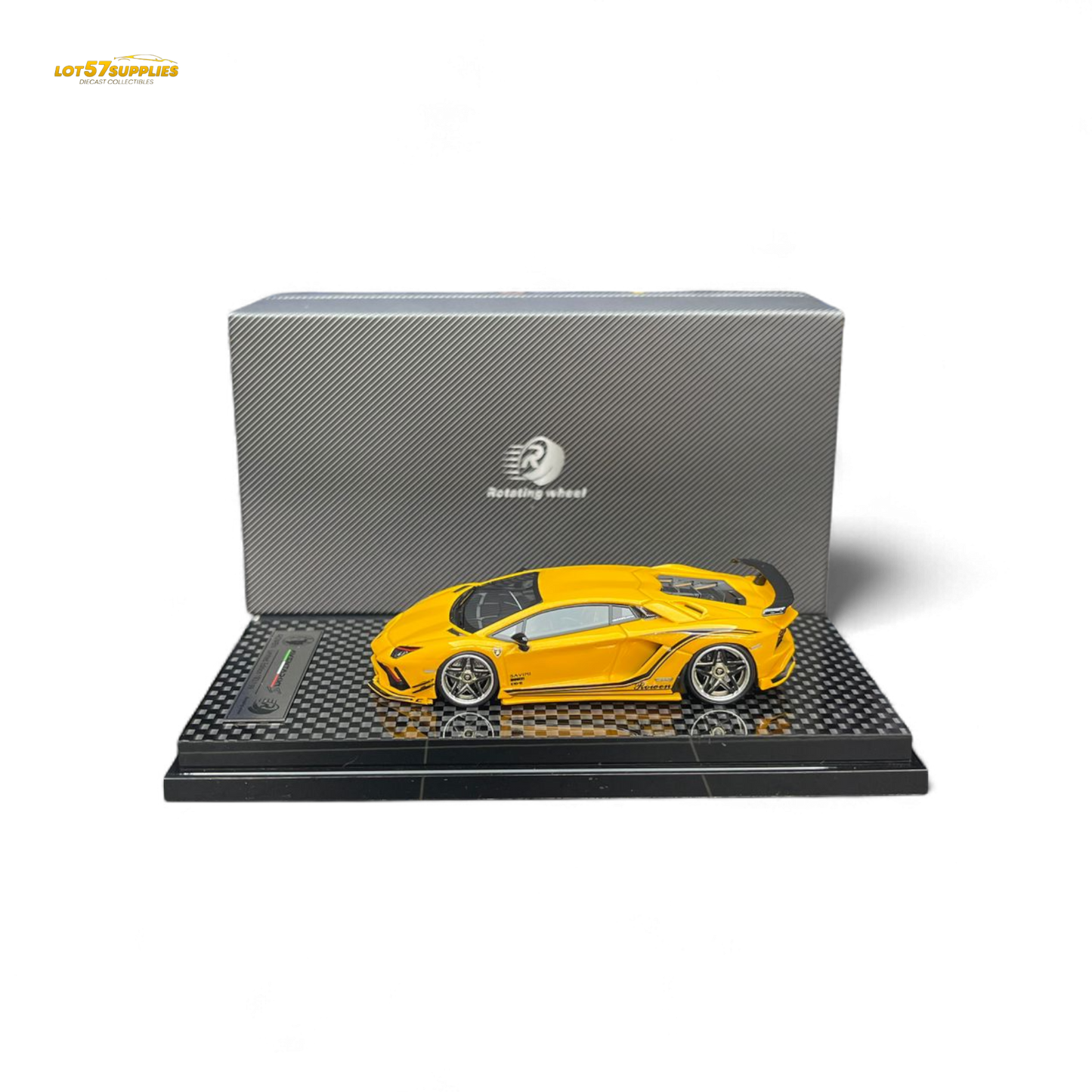 Rotating Wheel Lamborghini Aventador S Pearl Yellow 1:64