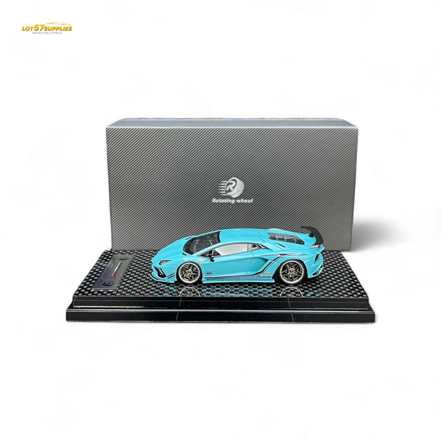 Rotating Wheel Lamborghini Aventador S Pearl Blue 1:64