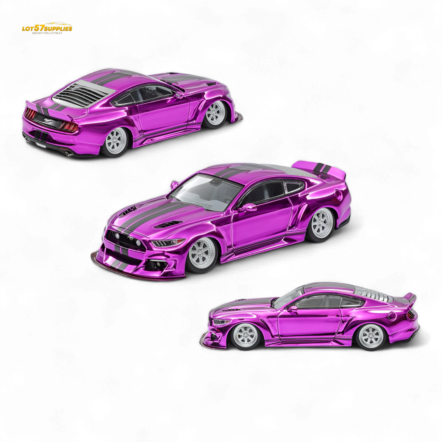 Liberty64 Mustang Widebody Kit Chrome Purple 1:64