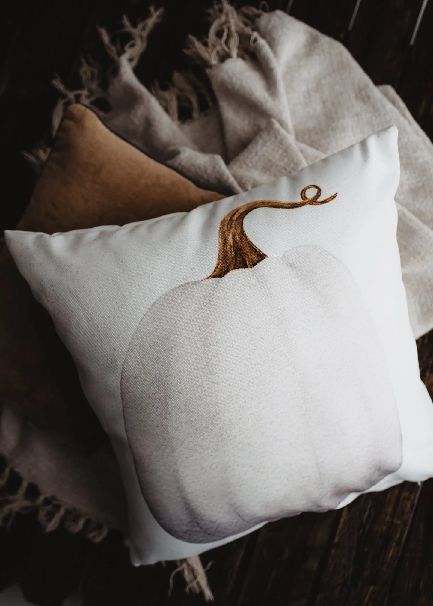 White Straight Stem Pumpkin Pillow Cover | Primitive Farmhouse Decor | Farmhouse Pillows | Country Decor | Fall Throw Pillows | Gift by UniikPillows