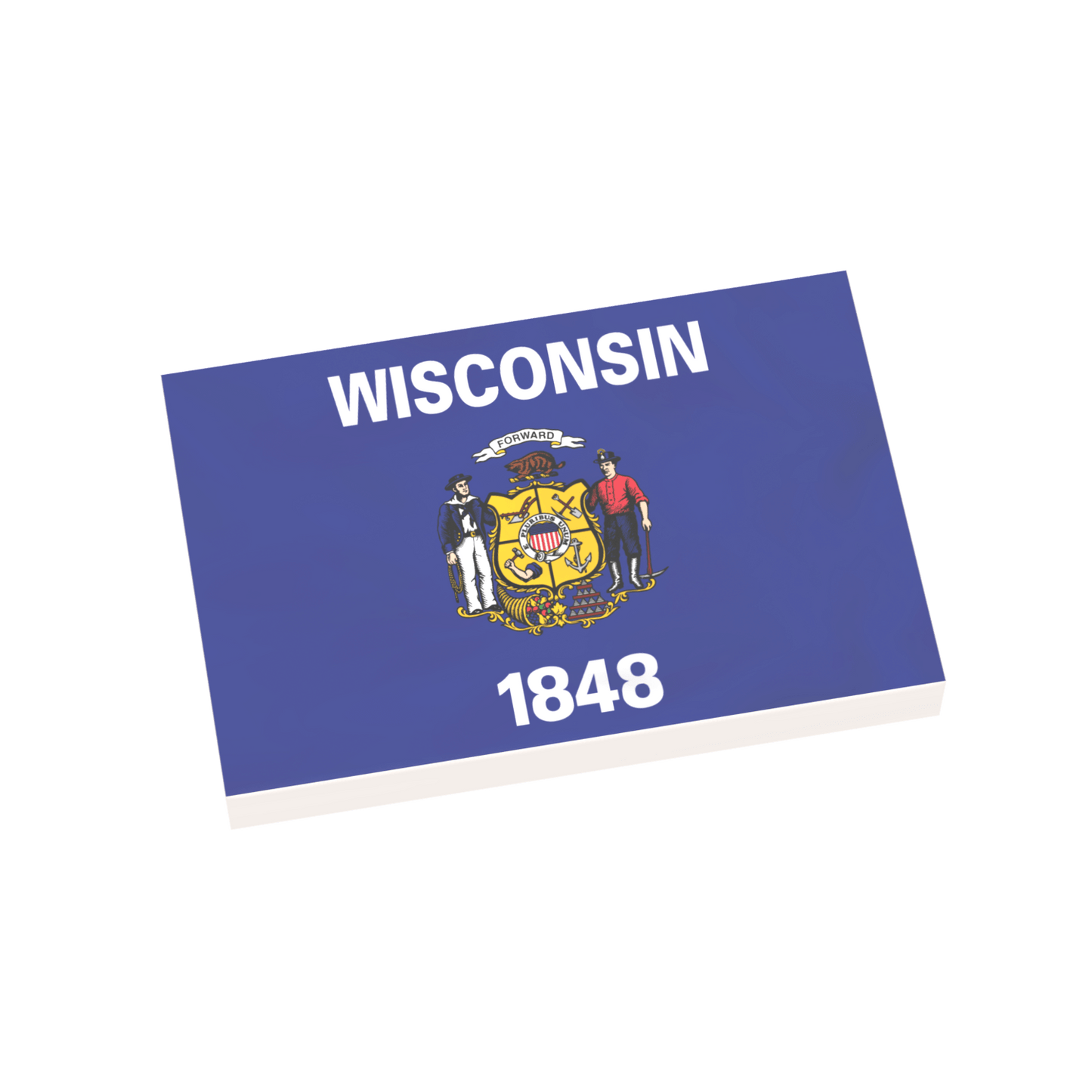Wisconsin State Flag - Minifig Scale - Custom Printed - 2x3 Tile Made using LEGO® Parts