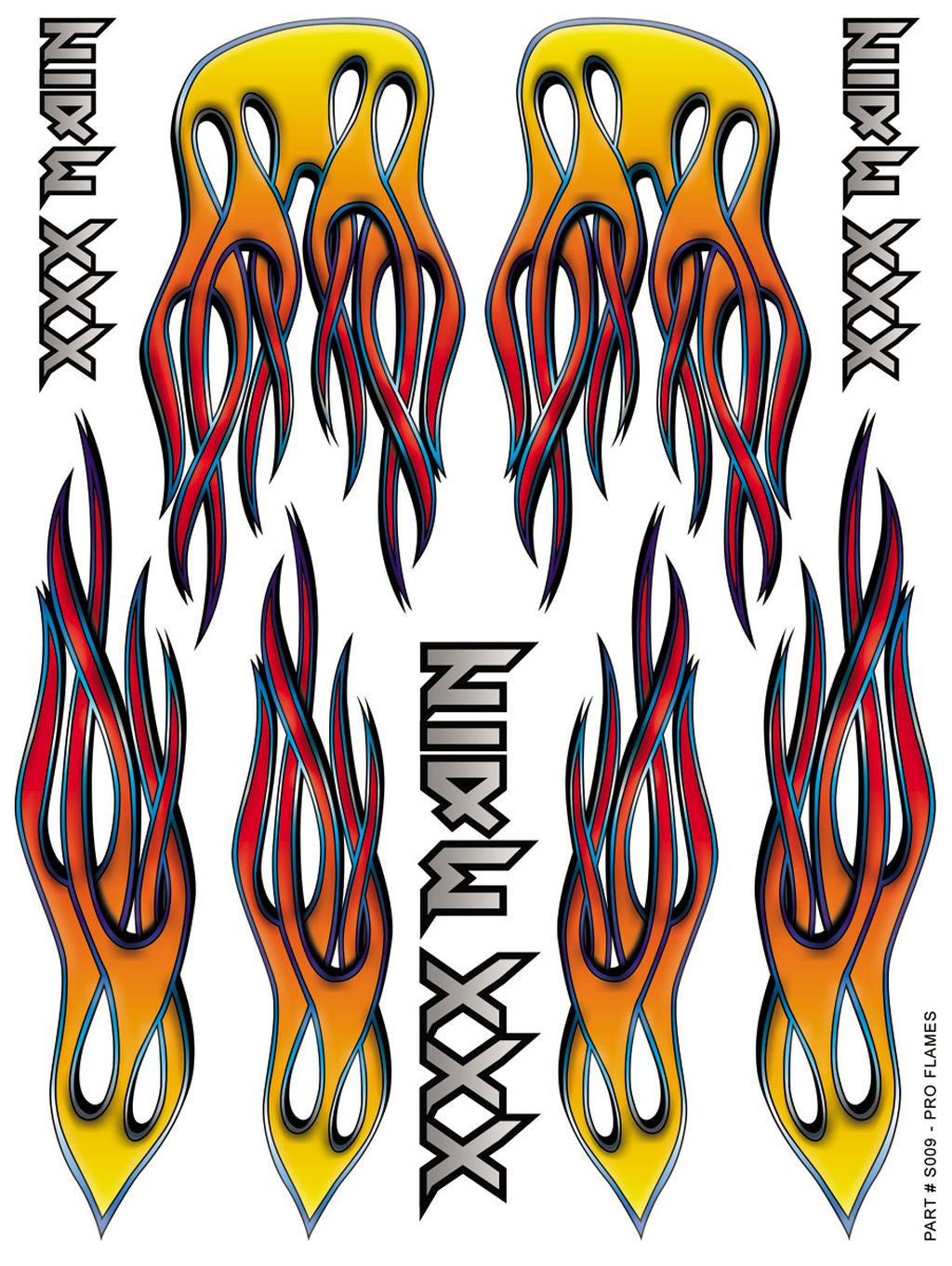 XXX Main XXXS009 Pro Flames Sticker Sheet