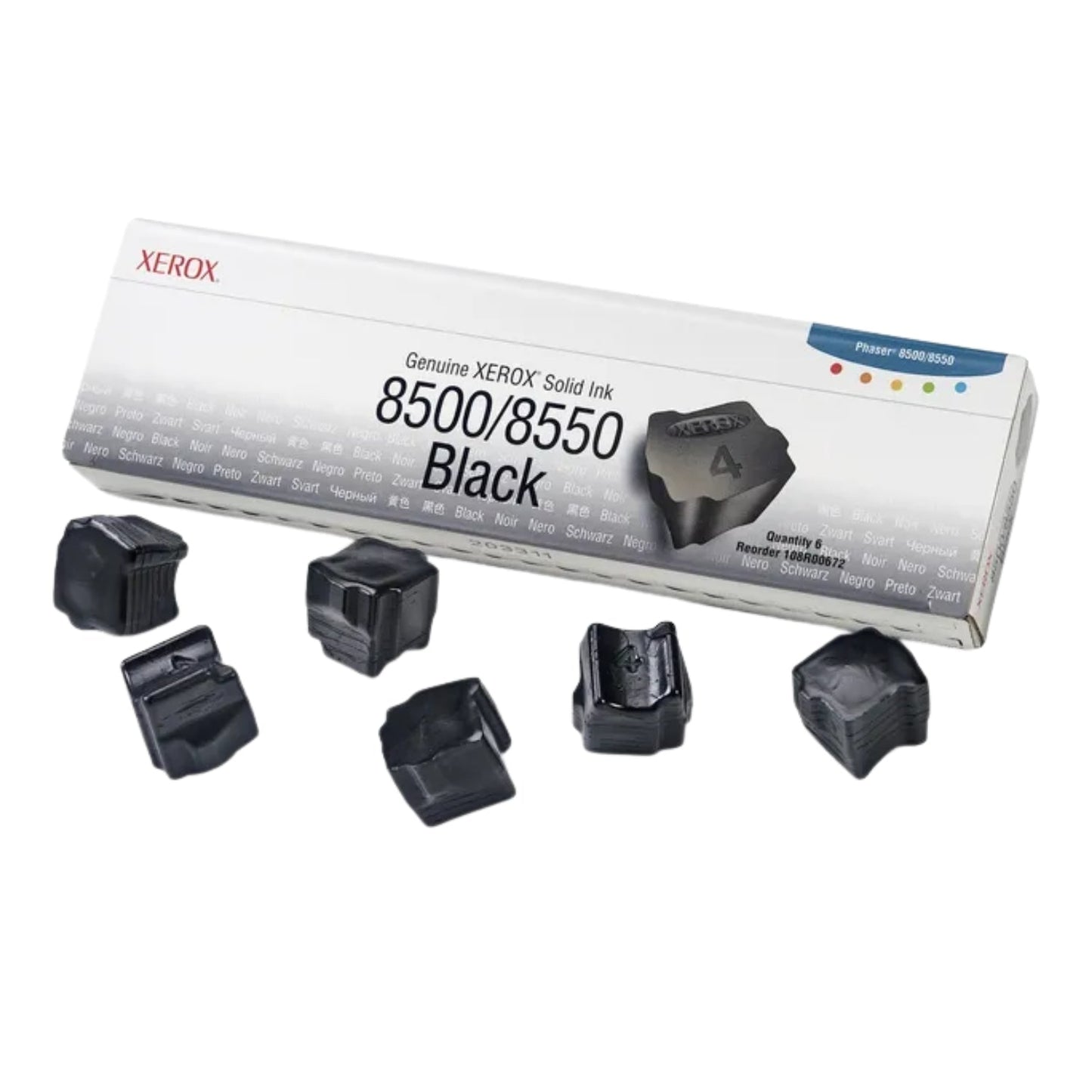 New, Pre-Owned - Xerox Solid Ink 8500/8550 Black (6 sticks) (108R00672)