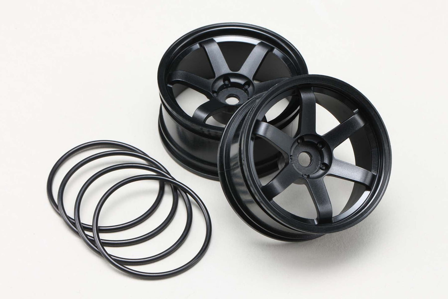 TW-5313B7 Yokomo 6 Spoke Drift Wheels (12mm Hex) (Black) (7mm Offset)