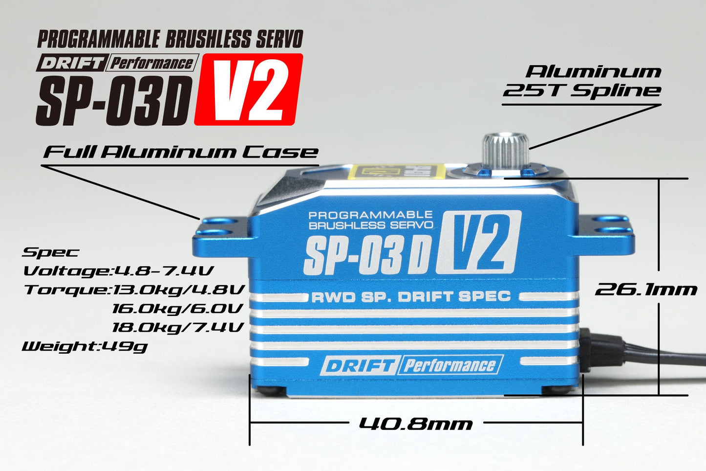 Yokomo SP-03 D V2 Programable Brushless Drift Servo (Blue)