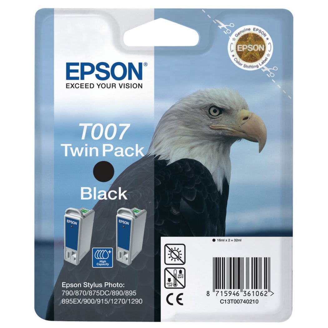New, Pre-Owned - - 2 Pack Epson T007 Black Ink Cartridges