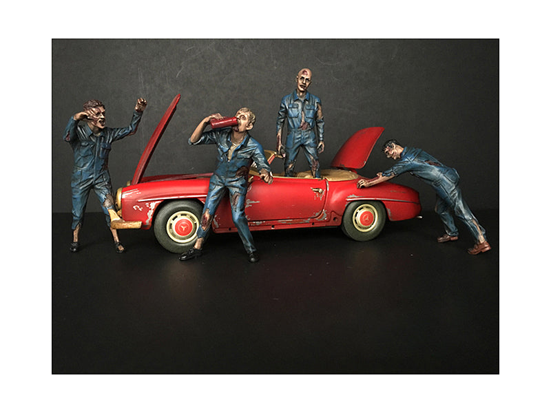 Zombie Mechanics 4 Piece Figurine Set "Got Zombies??" for 1/24 Scale Models by American Diorama free shipping USA