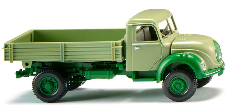 Wiking 042496 1/87 Magirus Flatbed Dump Truck, Light Green